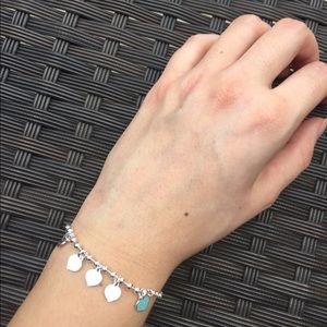 Sterling silver  bracelet with mini heart charms